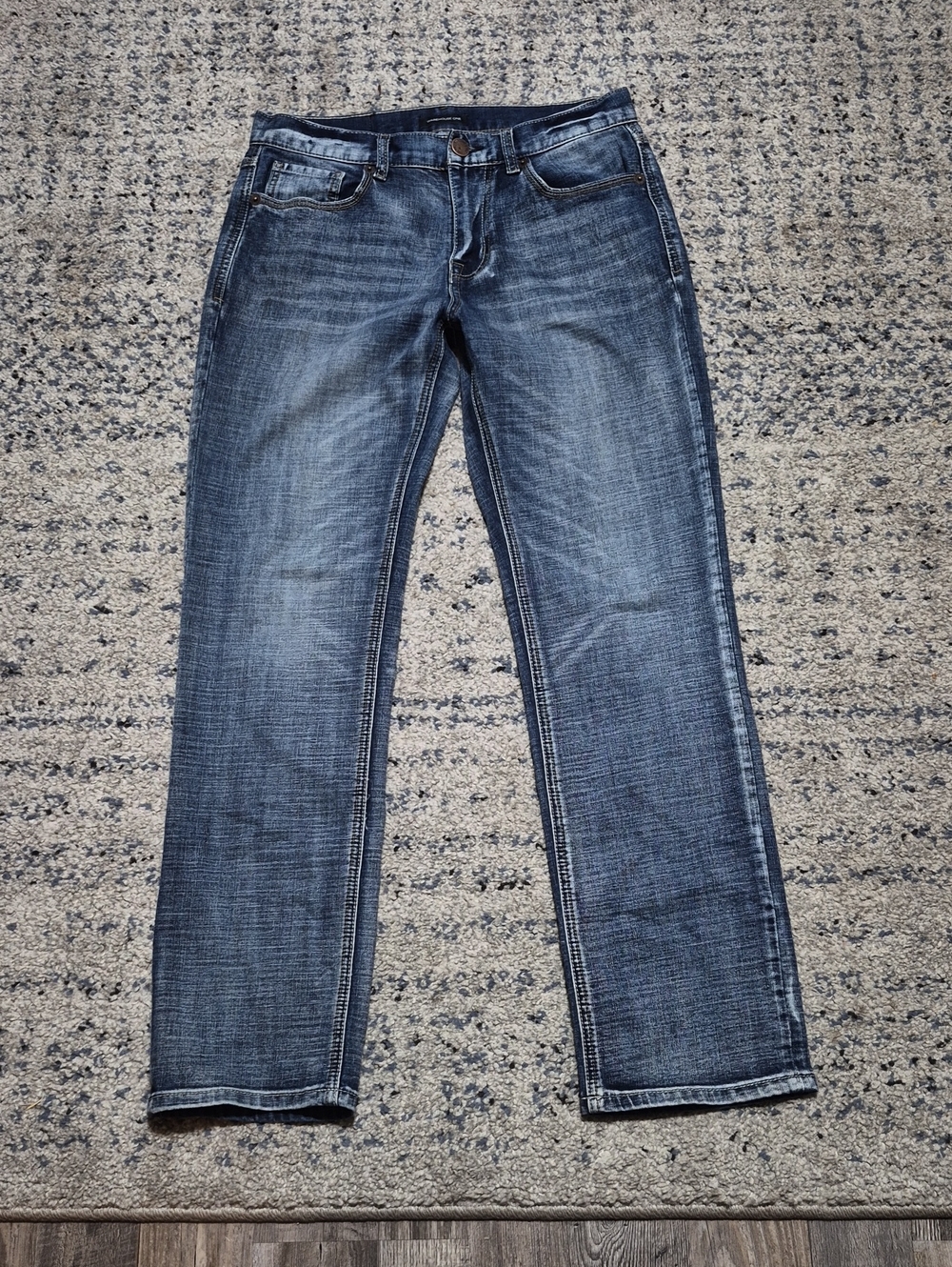 Warehouse One Men's Straight Jeans in Medium Blue Wash